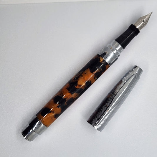 Fountain Presimo Etched Pen - Acrylic Black and Orange