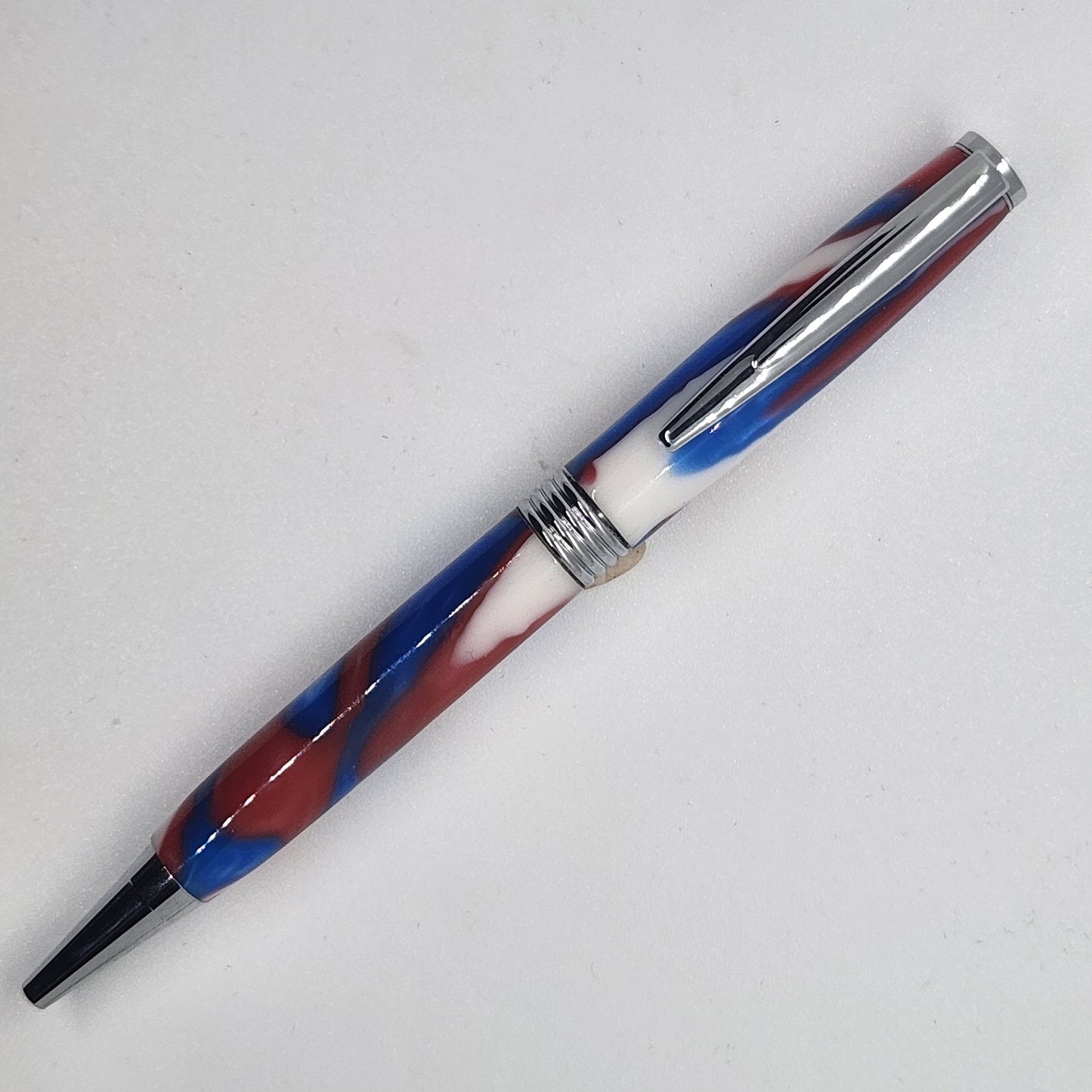 Trimline Pen - Acrylic Blue and Red w/ Chrome Finish