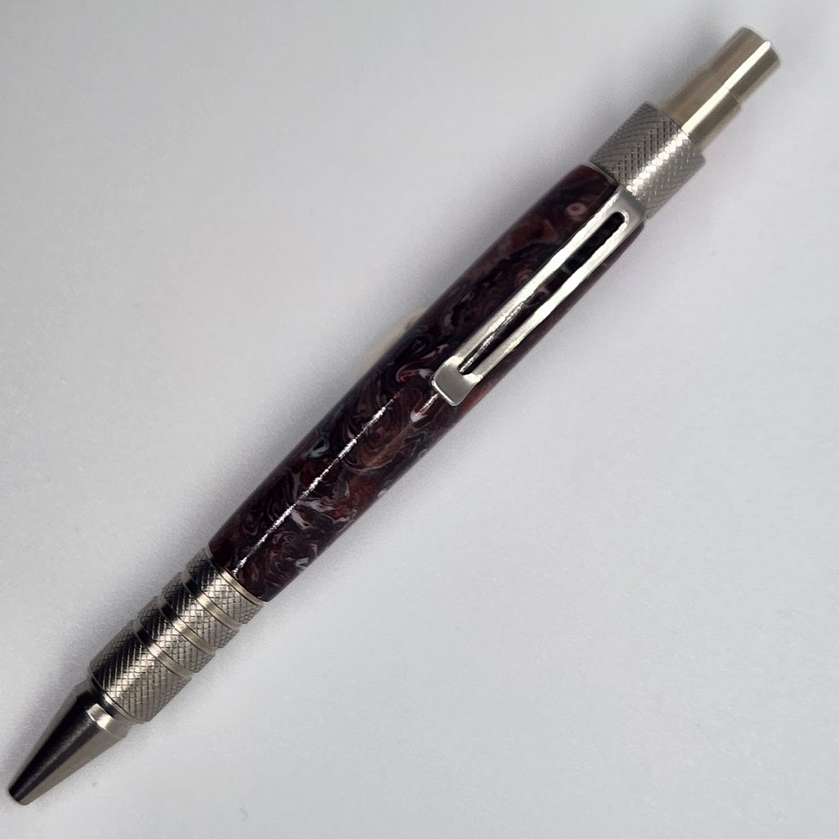 Dura Click Pen - Acrylic Brick Red w/ Stainless Steel Finish