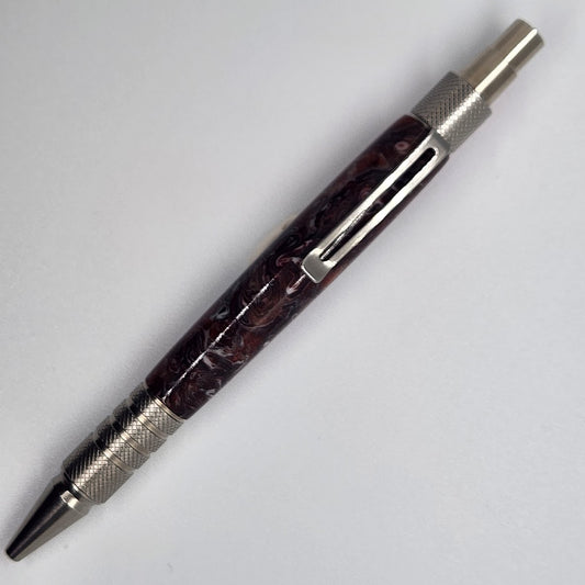 Dura Click Pen - Acrylic Brick Red w/ Stainless Steel Finish