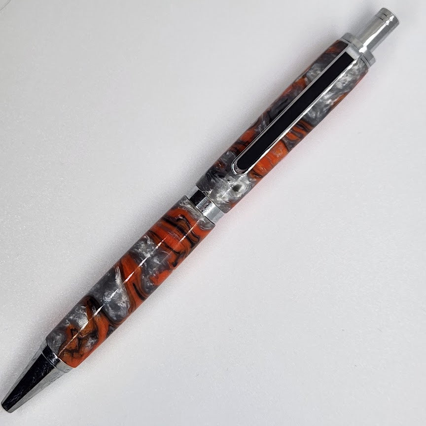 Slimline Pro Click Pen - Acrylic Orange and Gray w/ Chrome Finish
