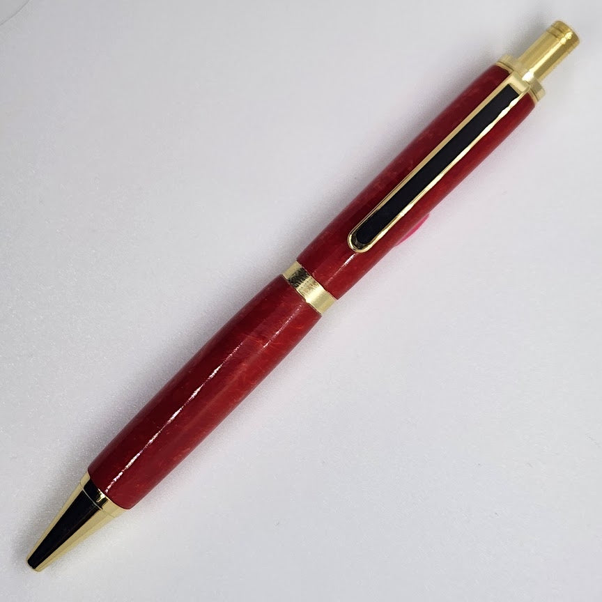 Slimline Pro Click Pen - Acrylic Red w/ Gold Black Finish