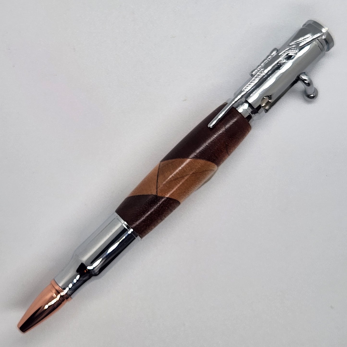 Bolt Action Rifle Pen - Bicolor Wood w/ Chrome Finish