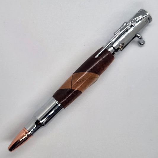 Bolt Action Rifle Pen - Bicolor Wood w/ Chrome Finish