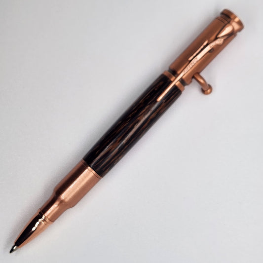 Bolt Action Rifle Pen - Black Palm Wood w/ Copper Finish