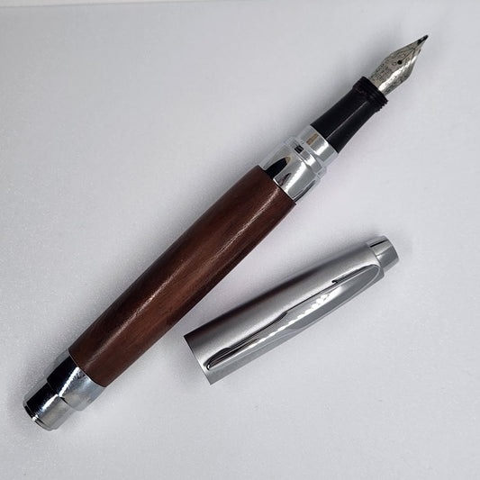 Fountain Presimo Satin Chrome Pen - Walnut Wood