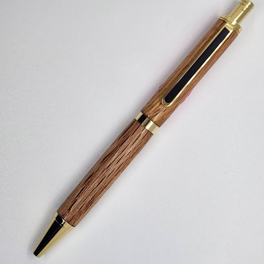 Slimline Pro Click Pen - Oak Wood w/ Gold Black Finish