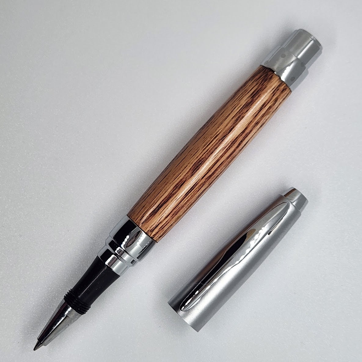 Rollerball Presimo Satin Chrome Pen - Oak Wood