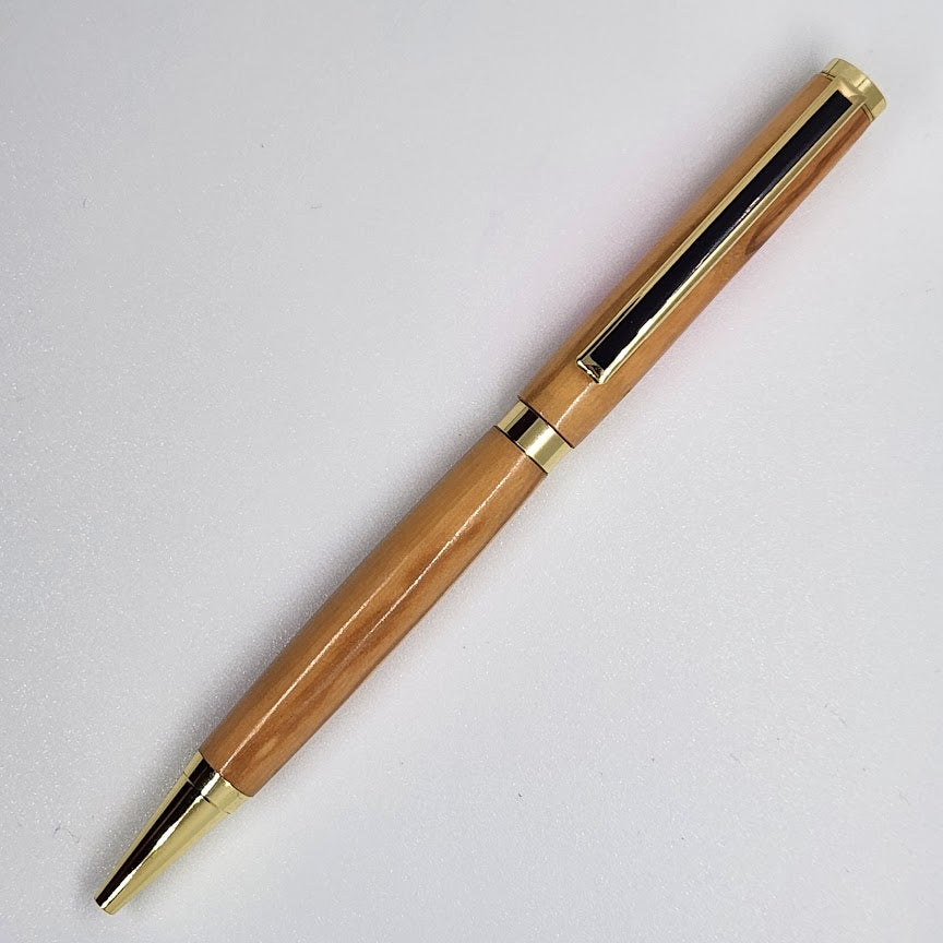 Slimline Pen - Olive Wood w/ Gold Black Finish