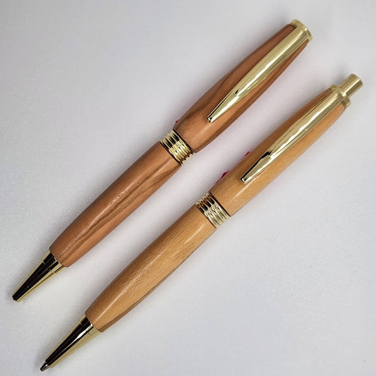 Trimline Pen and Pencil Set - Olive Wood w/ Gold Finish