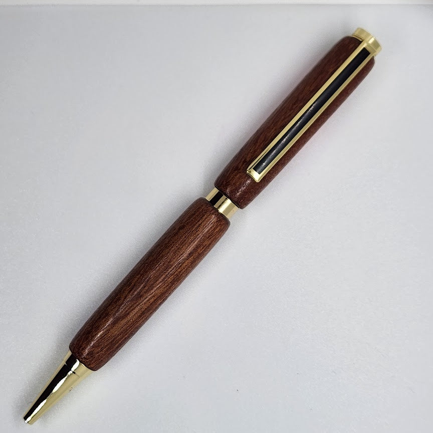 Slimline Pen - Sapele Wood w/ Gold Black Finish