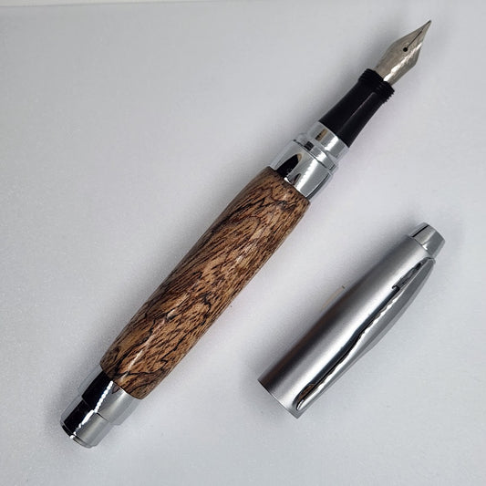 Fountain Presimo Satin Chrome Pen - Spalted Jatoba Wood