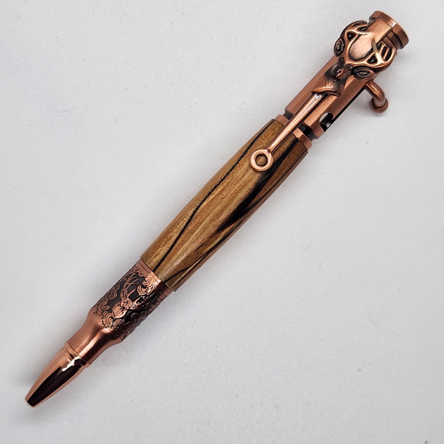 Bolt Action Deer Pen - Spalted Pear Wood w/ Copper Finish
