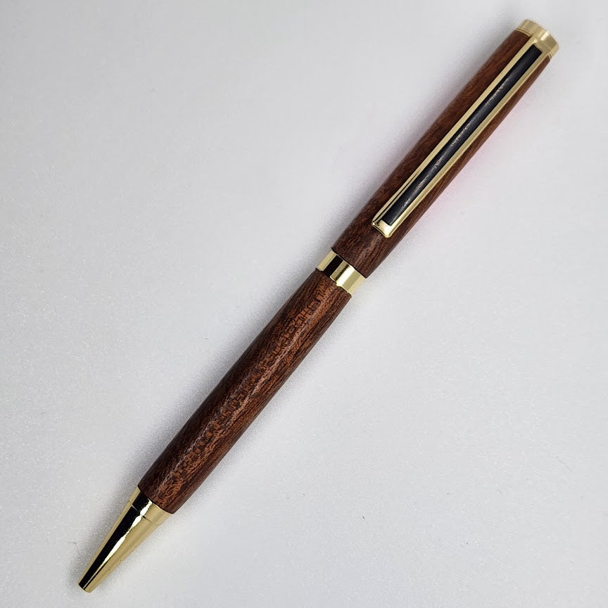 Slimline Pen - Walnut Wood w/ Gold Black Finish
