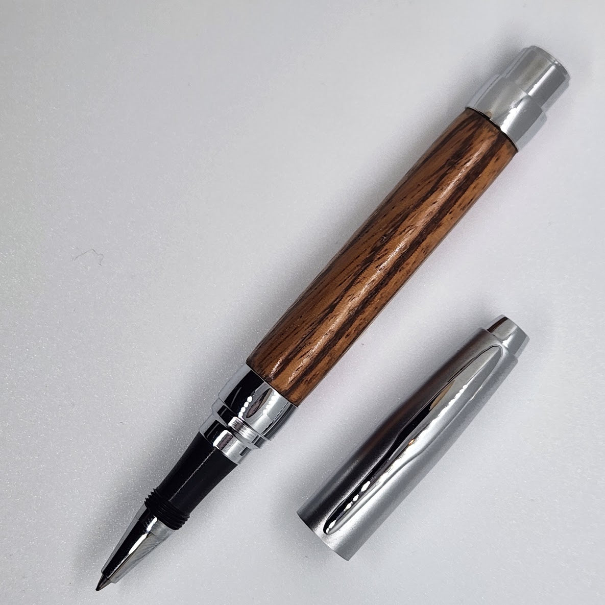 Rollerball Presimo Satin Chrome Pen - Zebrawood