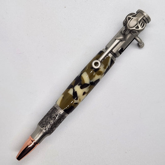 Bolt Action Deer Pen - Acrylic Camo w/ Pewter Finish