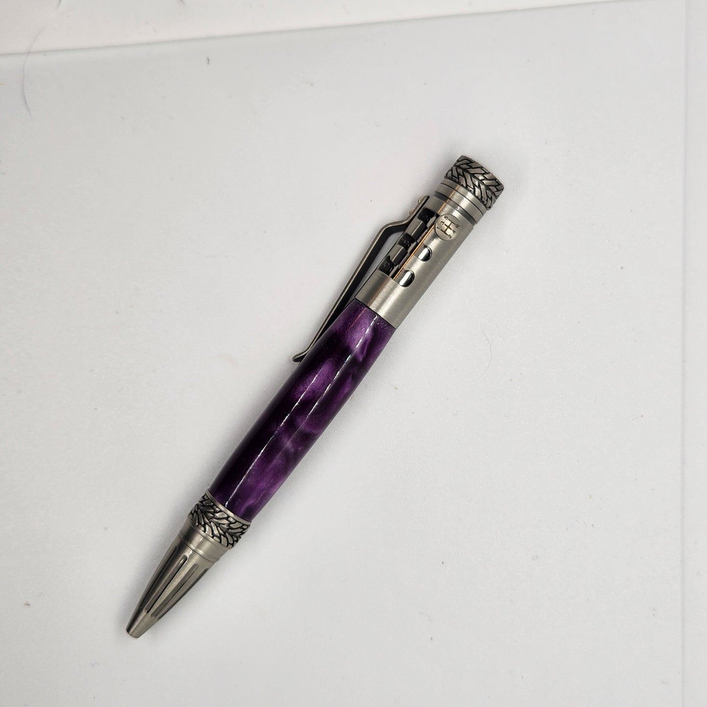 Bolt Action Gear Pen - Acrylic Purple w/ Pewter Finish