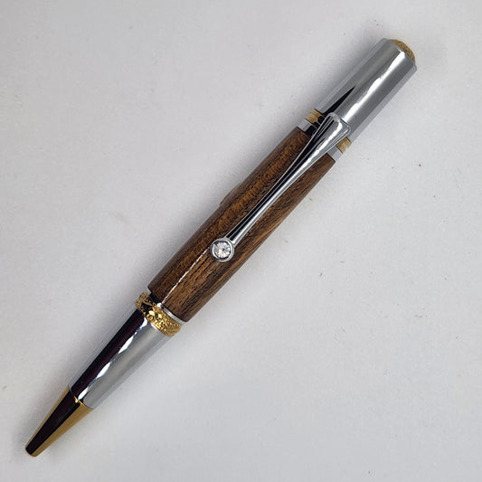 Rollerball Squire Twist - Bocote Wood w/ Gold and Chrome Finish