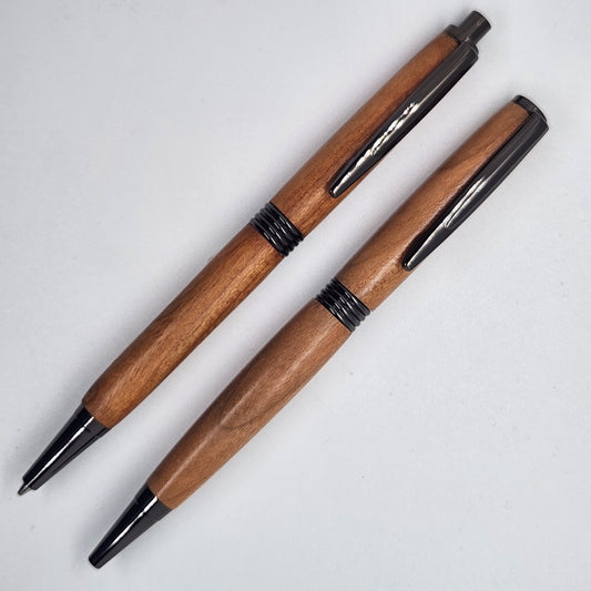 Trimline Pen and Pencil Set - Cherry Wood w/ Gun Metal Finish