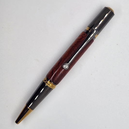Rollerball Squire Twist - Cocobolo Wood w/ Gold and Gun Metal Finish