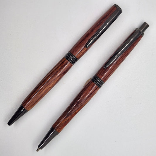 Trimline Pen and Pencil Set - Mulberry Wood w/ Gun Metal Finish