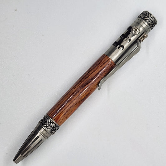 Bolt Action Gear Pen - Cocobolo Wood w/ Pewter Finish