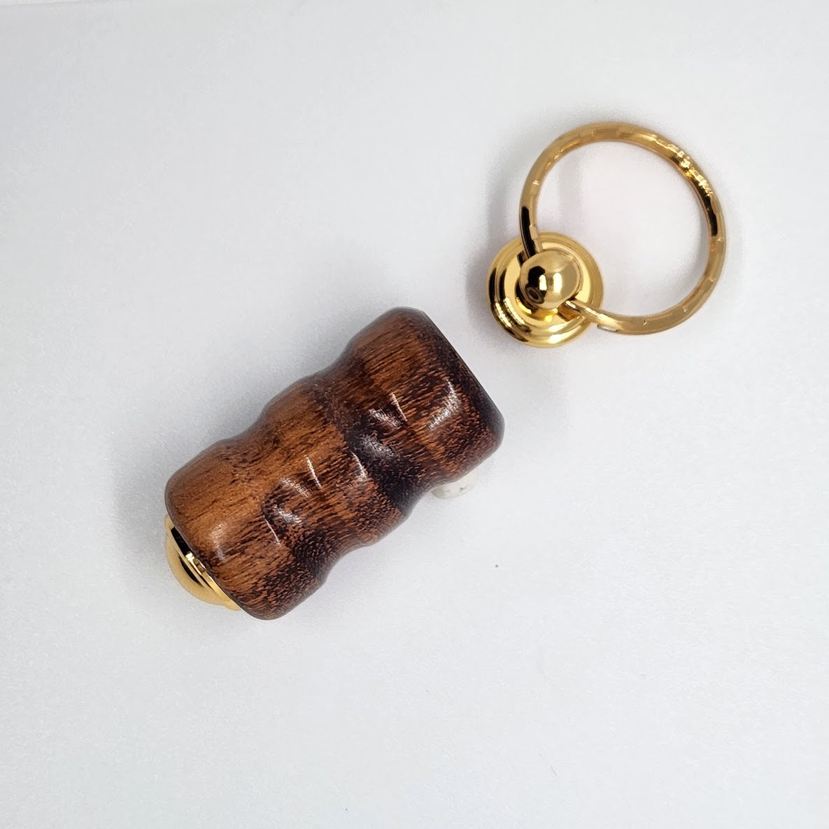 Pill Compartment Keyring - Jobillo Wood w/ Gold Finish