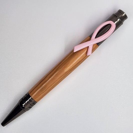 Breast Cancer Pen - Maple Wood w/ Gun Metal Finish