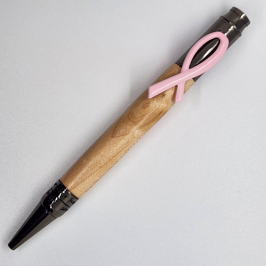 Breast Cancer Pen - Olive Wood w/ Gun Metal Finish