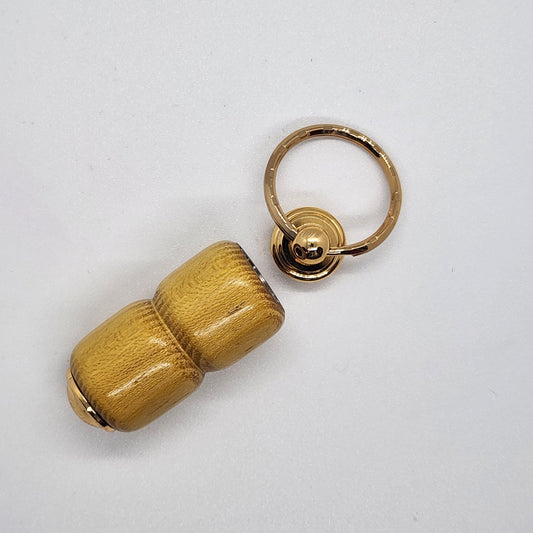 Pill Compartment Keyring - Osage Orange Wood w/ Gold Finish
