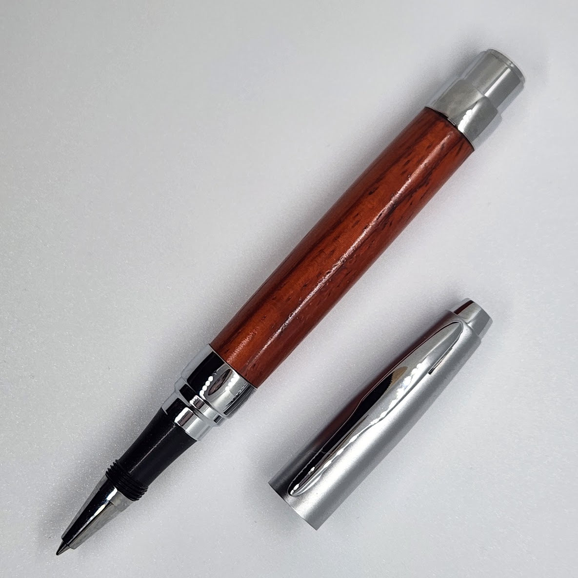 Rollerball Presimo Satin Chrome Pen - Paduak Wood