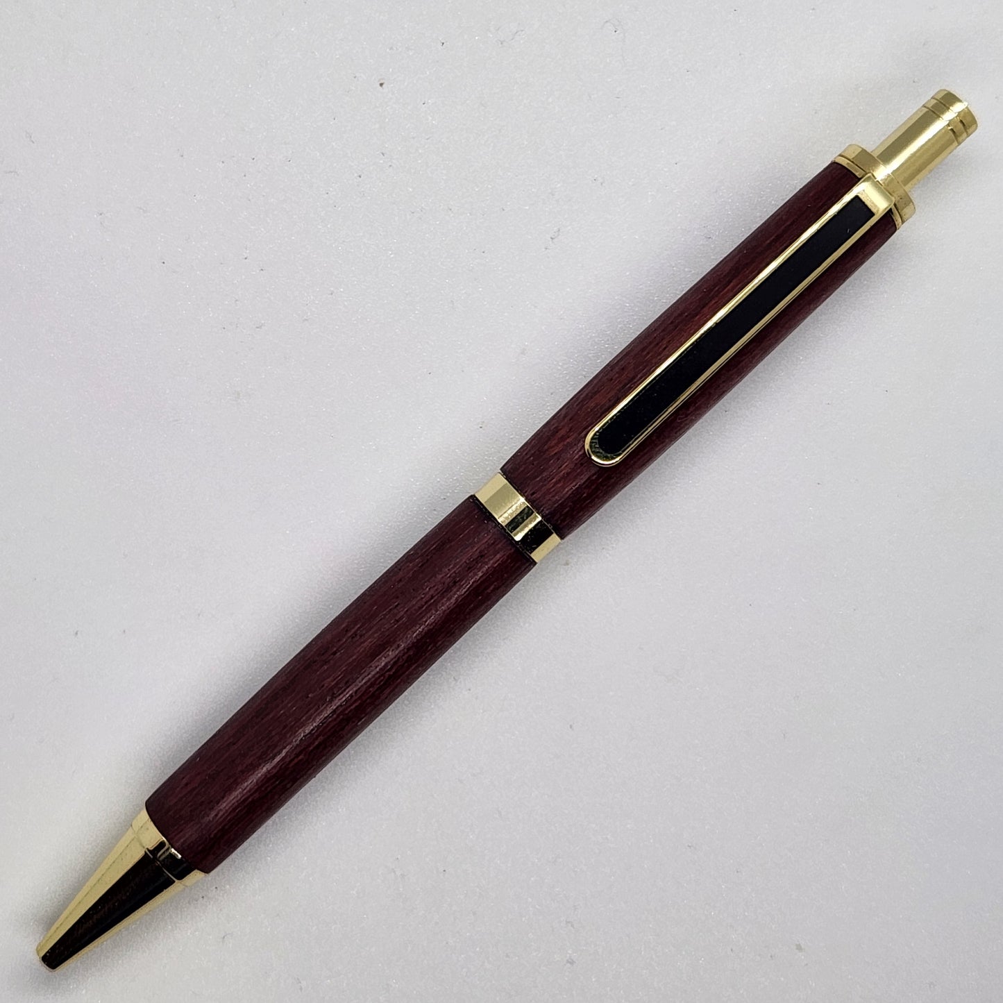 Slimline Pro Click Pen - Purpleheart Wood w/ Gold Black Finish