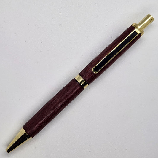 Slimline Pro Click Pen - Purpleheart Wood w/ Gold Black Finish