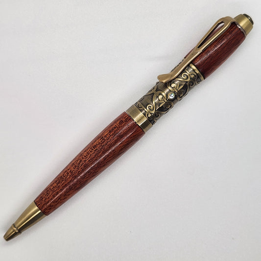 Filibella Pen - Redheart Wood w/ Brass Finish