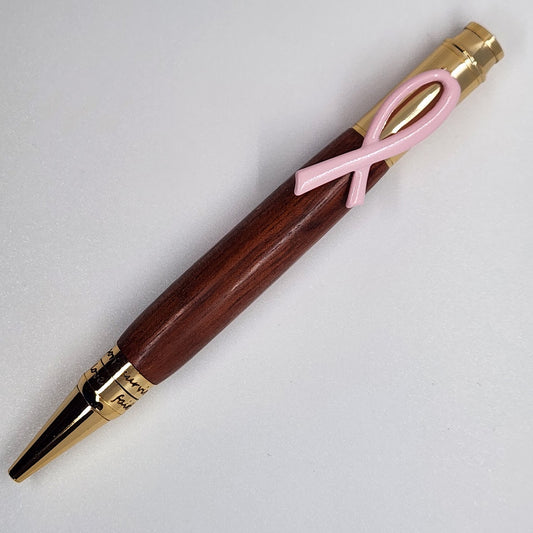Breast Cancer Pen - Redheart Wood w/ Gold Finish