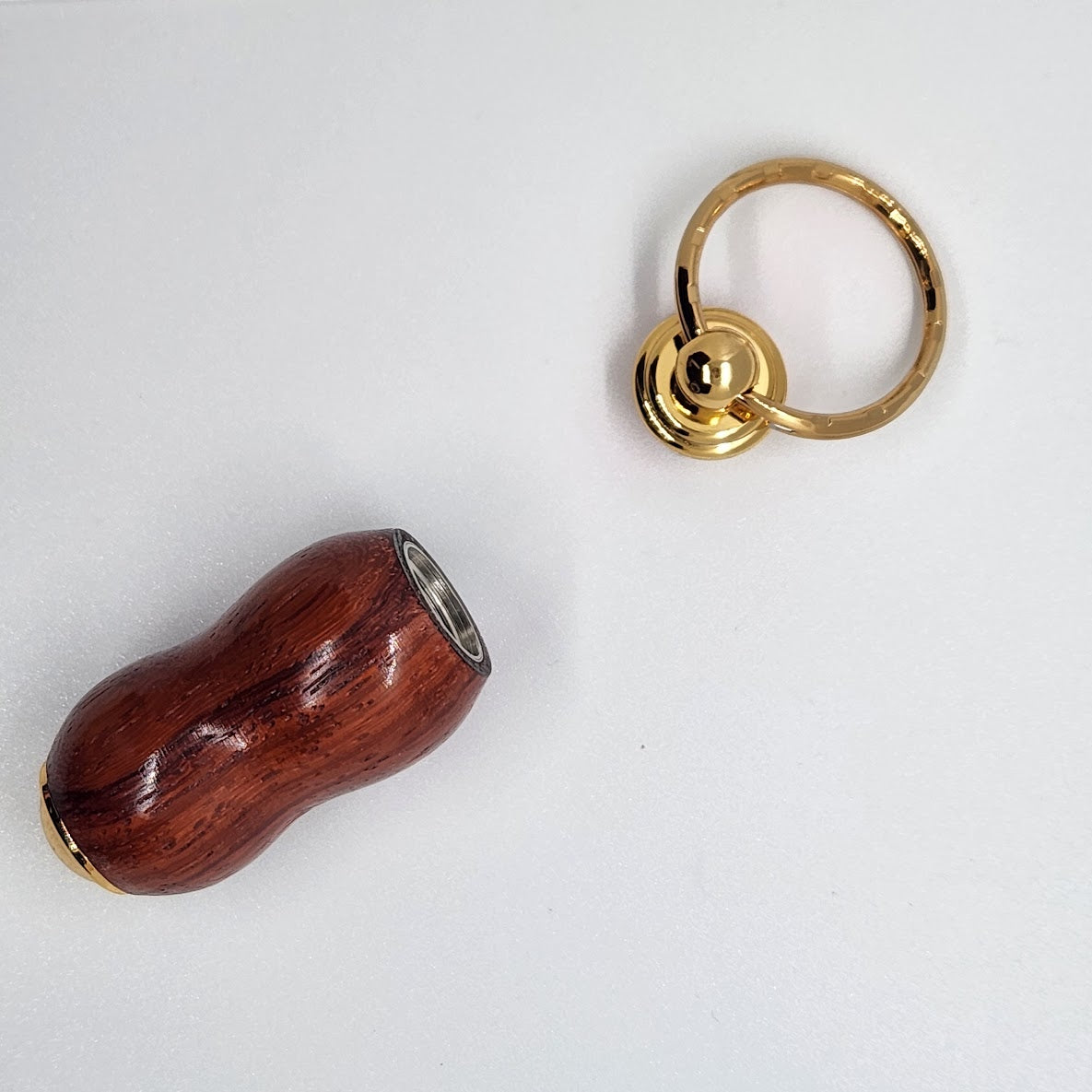 Pill Compartment Keyring - Redheart Wood w/ Gold Finish