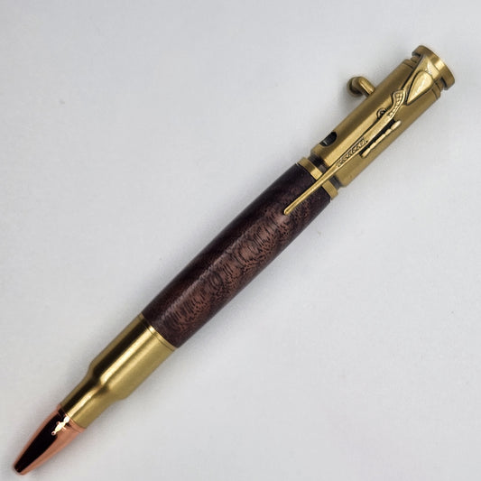 Bolt Action Rifle Pen - Walnut Wood w/ Brass Finish